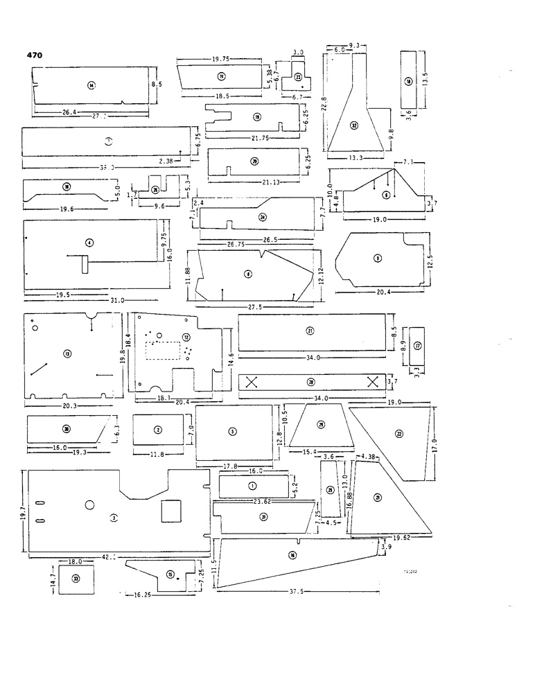 Схема запчастей Case 35 - (470) - NOISE CONTROL COMPONENTS, DIMENSIONAL INFORMATION 