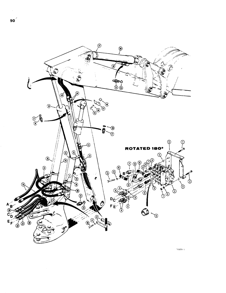 Схема запчастей Case 35 - (090) - BOOM, DIPPER AND BUCKET CYLINDER HYDRAULICS, COMMERCIAL - CROSS & CESSNA VALVES 