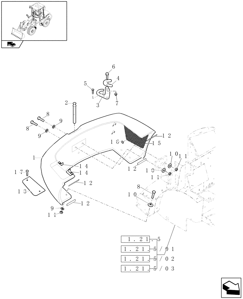 Схема запчастей Case 221E - (1.21.6/01) - COUNTERWEIGHT ASSY (12) - MAIN FRAME