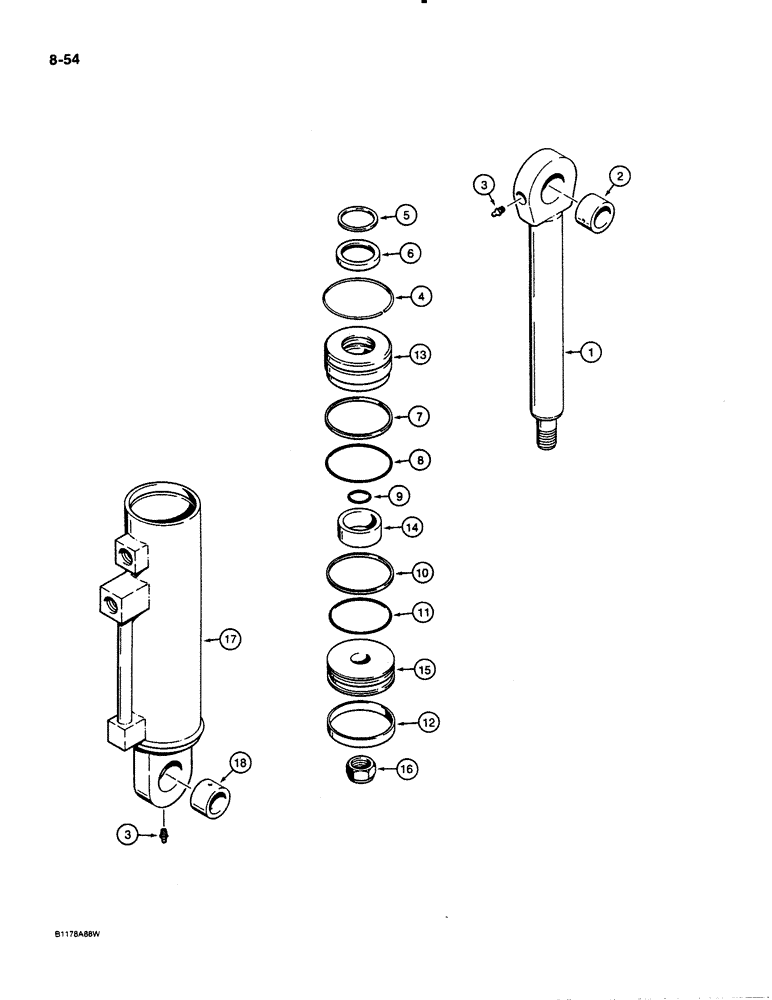 Схема запчастей Case 621 - (8-54) - LOADER AUXILIARY CYLINDER, S300146 (08) - HYDRAULICS