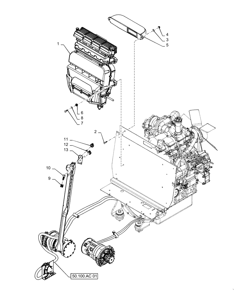 Схема запчастей Case SR150 - (50.100.AP[01]) - HEATER, SMALL FRAME (SR150) (50) - CAB CLIMATE CONTROL