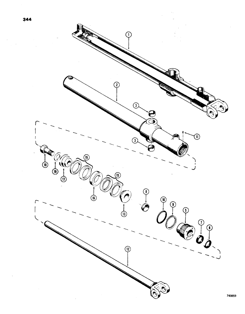 Схема запчастей Case 850 - (344) - G32148 LIFT CYLINDER - ANGLE DOZER, G32123 LIFT CYL. - TILT DOZER (07) - HYDRAULIC SYSTEM