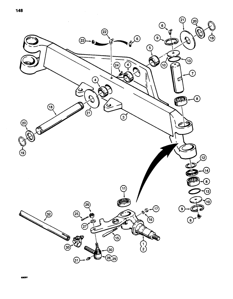 Схема запчастей Case 480LL - (148) - FRONT AXLE AND SPINDLES (25) - FRONT AXLE SYSTEM