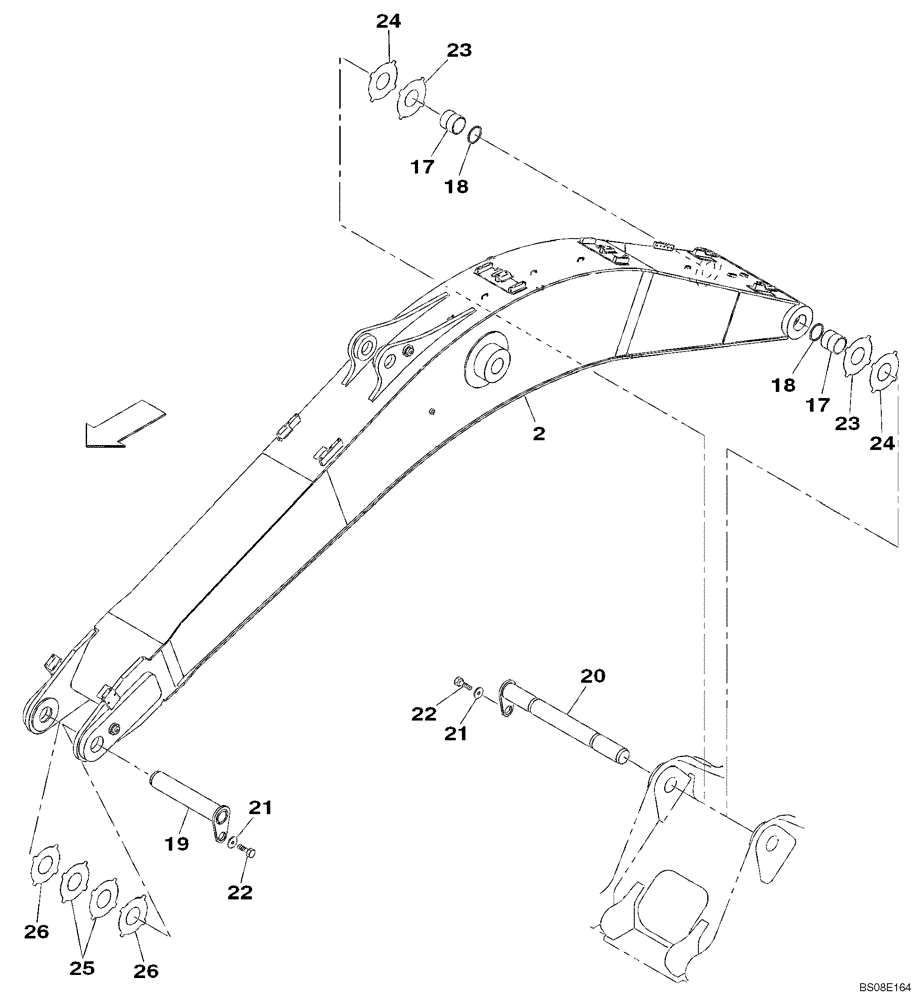 Схема запчастей Case CX350B - (09-46) - MONOBLOCK BOOM (6.45 M) (09) - CHASSIS