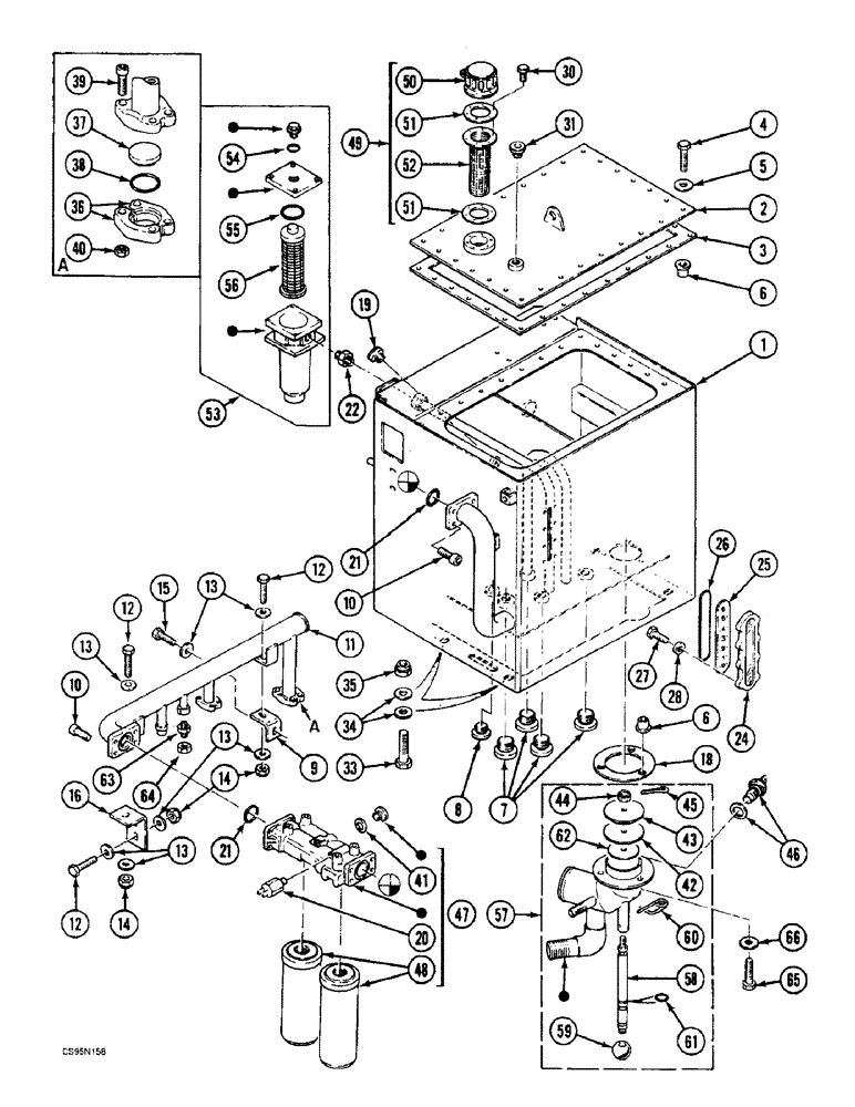 Схема запчастей Case 688BCK - (8A-6) - HYDRAULIC RESERVOIR, 688B CK (120509-) (07) - HYDRAULIC SYSTEM