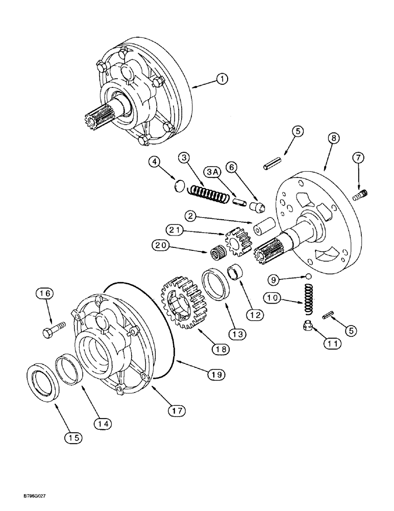 Схема запчастей Case 580SL - (6-30) - TRANSMISSION ASSEMBLY, OIL PUMP 181199A3, TWO WHEEL OR FOUR WHEEL DRIVE (06) - POWER TRAIN