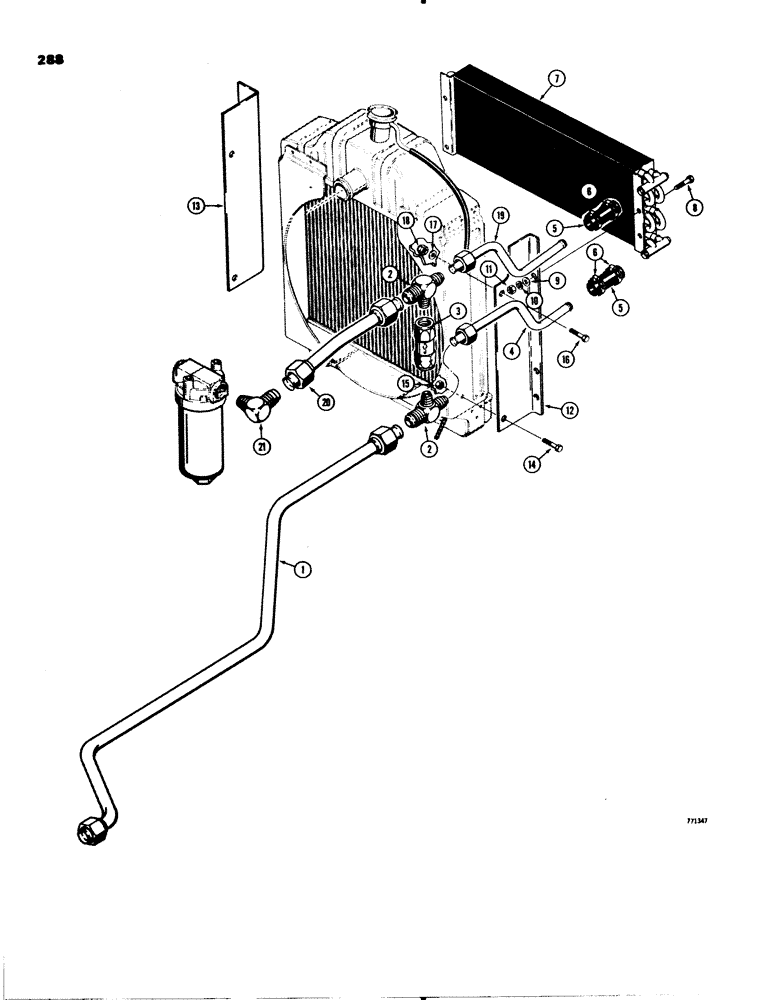 Схема запчастей Case 580C - (288) - PTO HYDRAULIC COOLING SYSTEM, TRACTOR S/N 8961374 AND AFTER (08) - HYDRAULICS