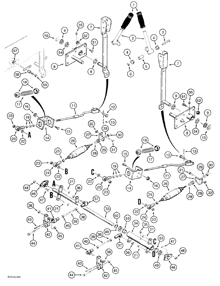 Схема запчастей Case 1818 - (6-28) - FORWARD AND REVERSE PUMP CONTROL LEVERS AND LINKAGE (06) - POWER TRAIN