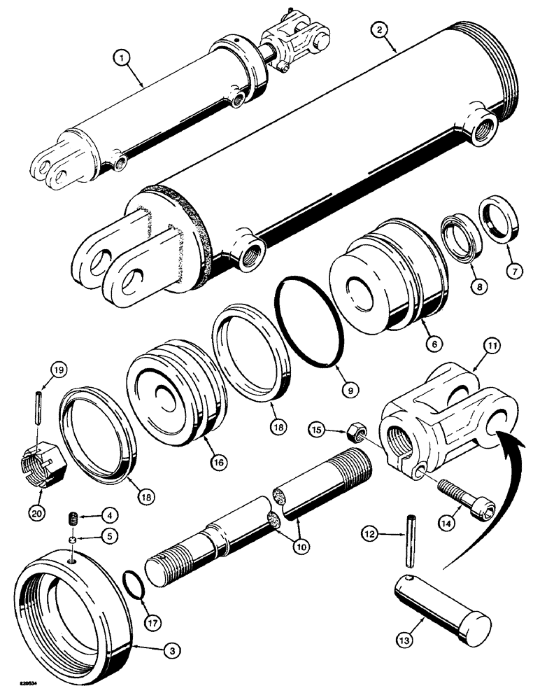 Схема запчастей Case 580 - (87A) - N7943 TILT CYLINDER (35) - HYDRAULIC SYSTEMS