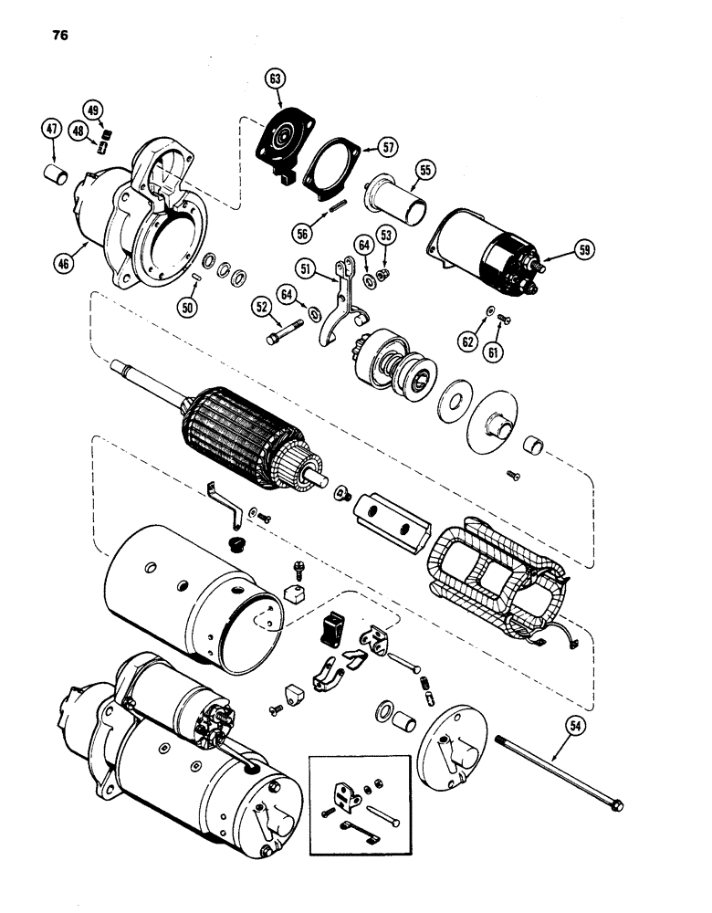 Схема запчастей Case 480LL - (076) - R29870 STARTER, 188 DIESEL ENGINE (CONTD) (55) - ELECTRICAL SYSTEMS