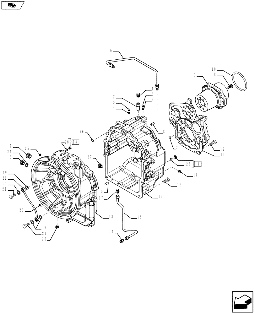 Схема запчастей Case 580SN WT - (21.112.0101) - VAR - 423059 - STANDARD TRANSMISSION - HOUSING - 4WD (21) - TRANSMISSION