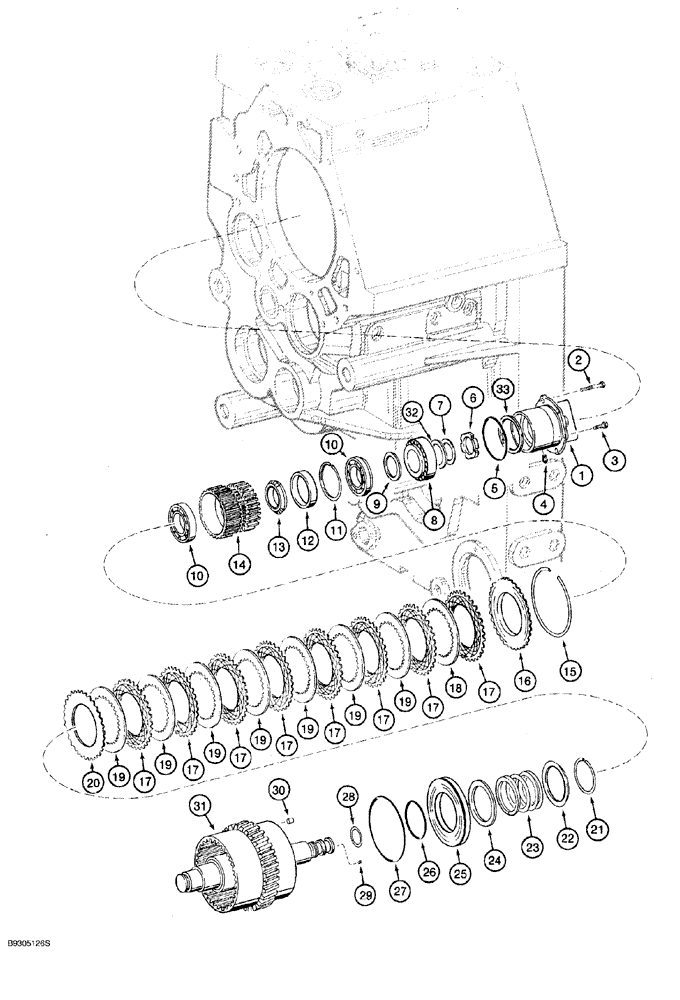 Схема запчастей Case 921 - (6-040) - TRANSMISSION ASSEMBLY 114363A1, LOW GEAR AND CLUTCH (06) - POWER TRAIN