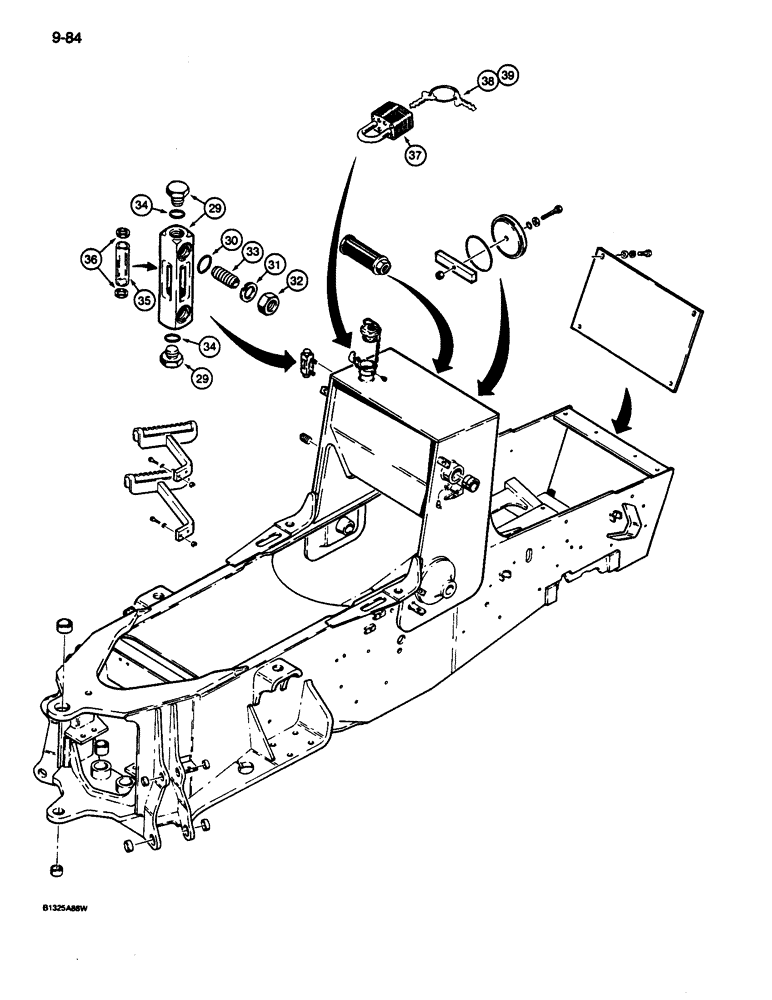 Схема запчастей Case 680L - (9-084) - CHASSIS, STEPS, AND HYDRAULIC OIL LEVEL GAUGE (CONTD) (09) - CHASSIS/ATTACHMENTS