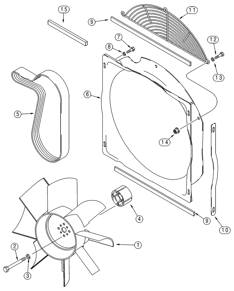 Схема запчастей Case 75XT - (02-03) - FAN - FAN BELT (02) - ENGINE