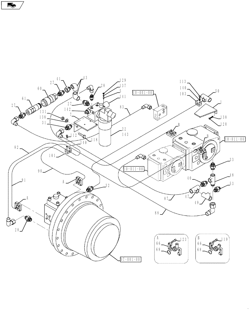 Схема запчастей Case SV210 - (10-003-00[01]) - HYDRAULIC CIRCUIT, TRAVEL - DRUM (08) - HYDRAULICS