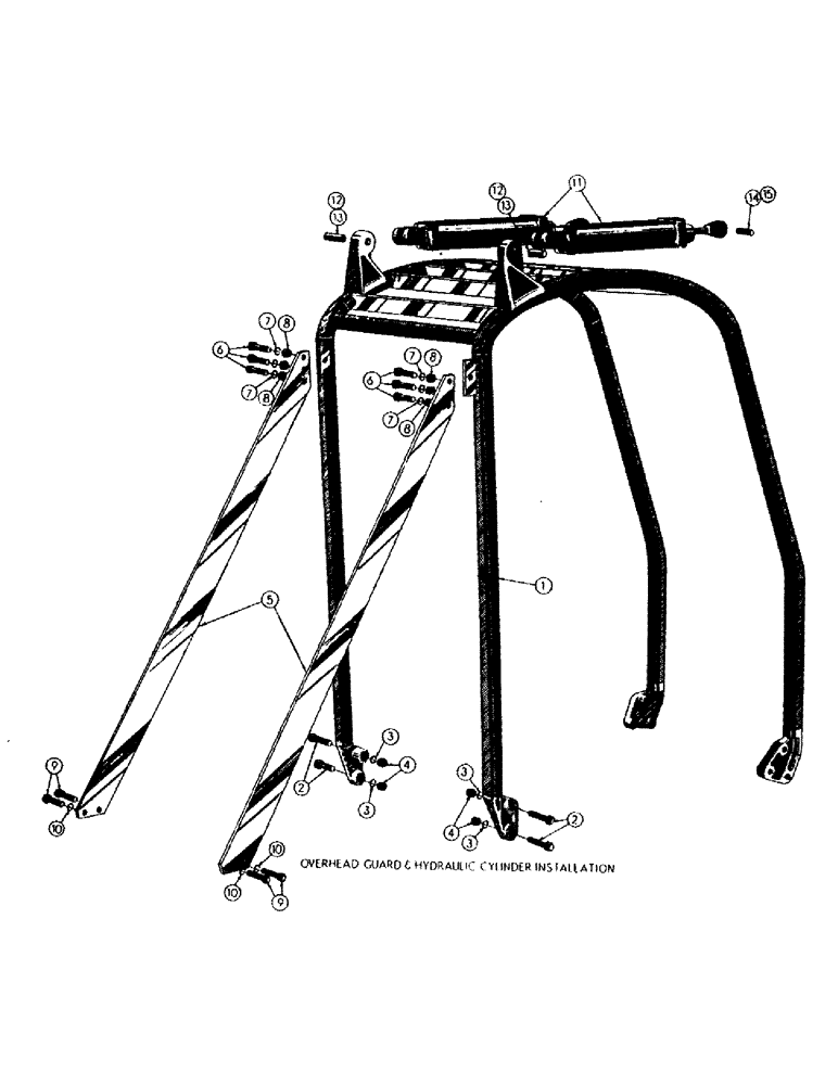 Схема запчастей Case M3B - (050) - OVERHEAD GUARD & HYDRAULIC CYLINDER INSTALLATION 