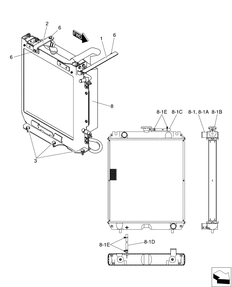 Схема запчастей Case CX50B - (01-011 [01]) - RADIATOR INSTAL (10) - ENGINE