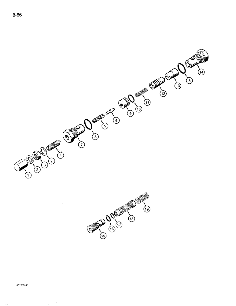 Схема запчастей Case 780D - (8-066) - LOADER CONTROL VALVE, RELIEF VALVES, MAIN RELIEF VALVE (08) - HYDRAULICS