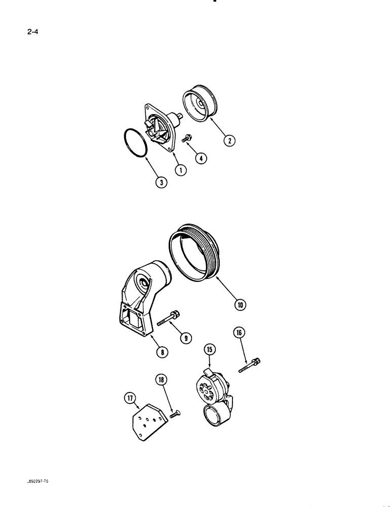 Схема запчастей Case 621 - (2-04) - WATER PUMP SYSTEM, 6T-590 ENGINE (02) - ENGINE