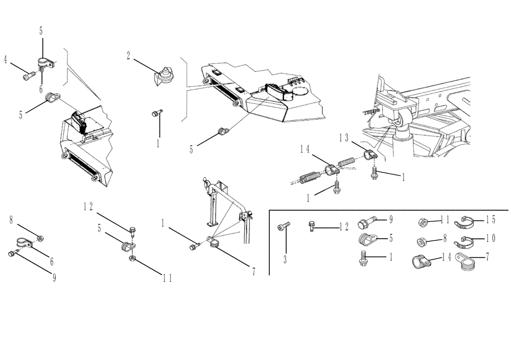 Схема запчастей Case 330B - (67A02022014[001]) - CLAMPING COMPONENTS AND HORN (P.I.N. HHD0327BN7PG57000 AND AFTER) (84223671) (13) - Electrical System / Decals