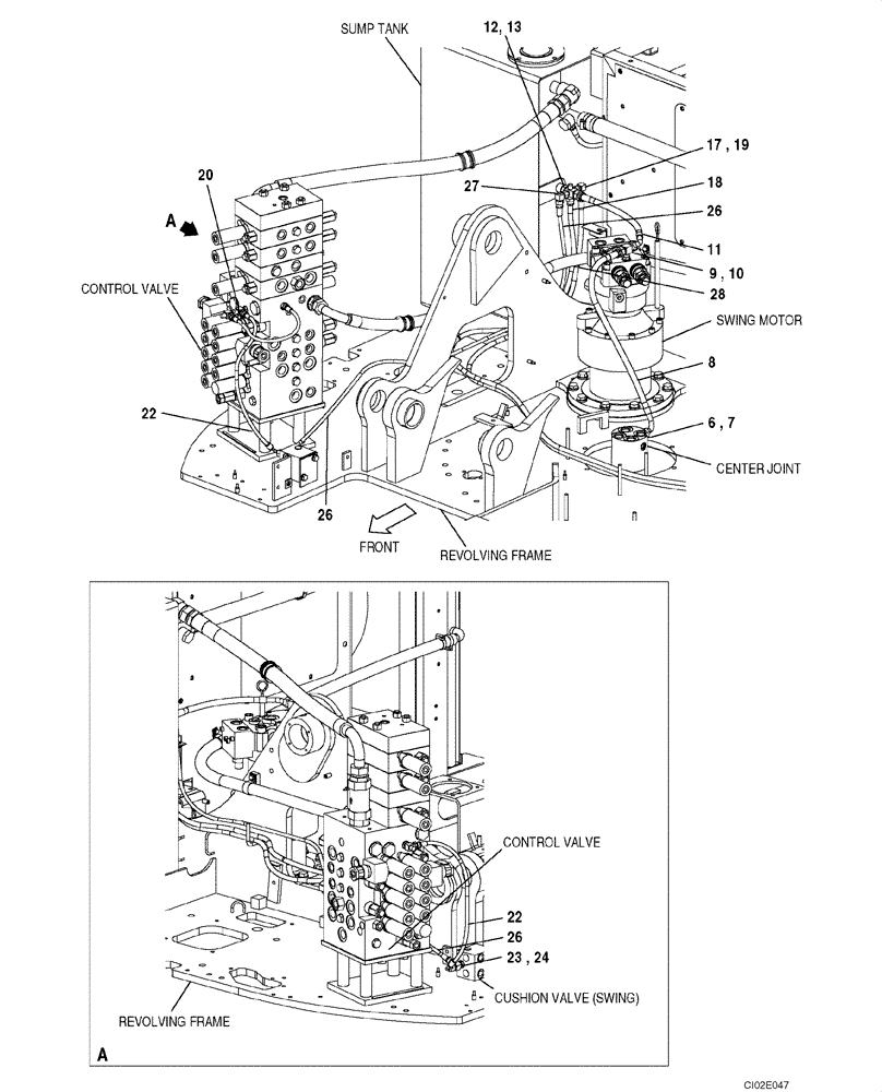 Схема запчастей Case CX135SR - (08-011) - HYDRAULICS - DRAIN LINE, MODELS WITHOUT LOAD HOLD (08) - HYDRAULICS