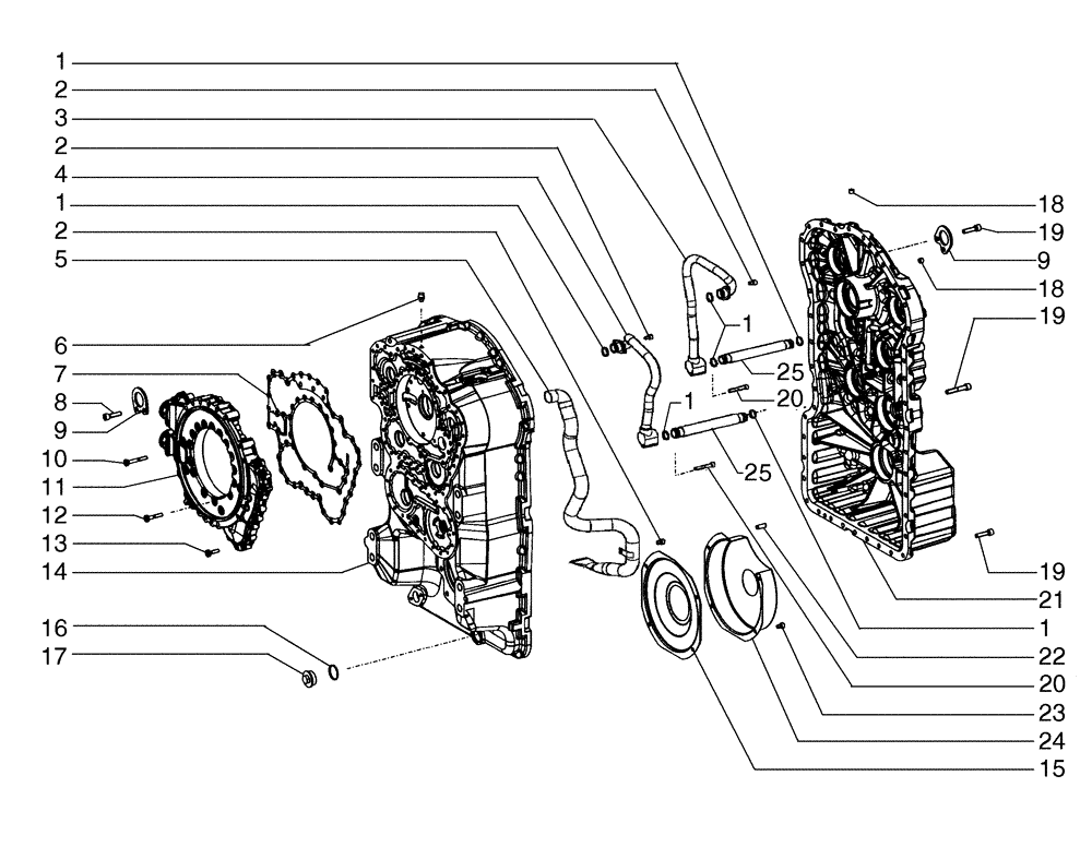 Схема запчастей Case 885B - (06-01[03A]) - TRANSMISSION, HOUSINGS - (TORQUE CONVERTER) (06) - POWER TRAIN