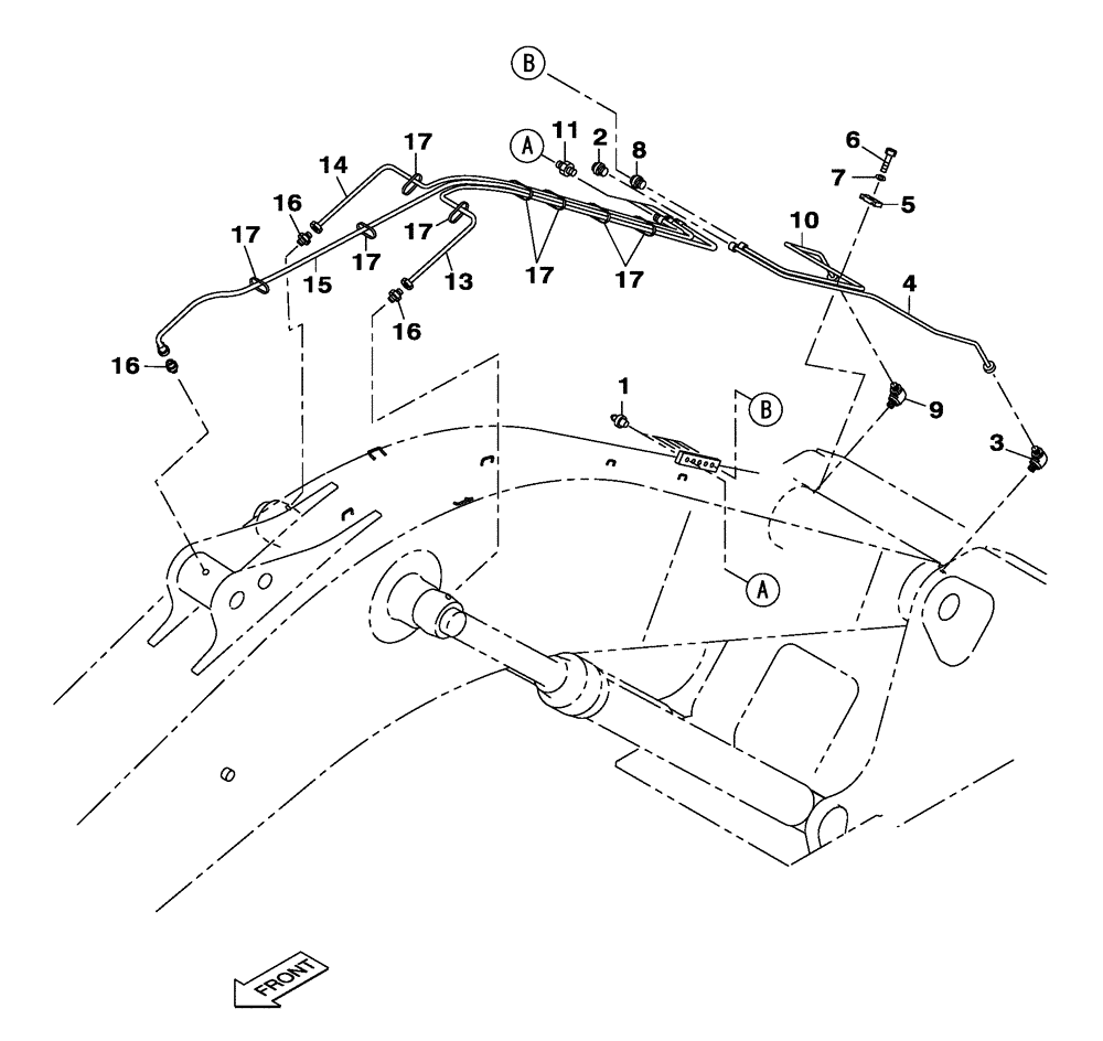 Схема запчастей Case CX470C - (09-101-01[01]) - LUBRICATION CIRCUIT - MONOBLOCK BOOM - 6.55M (05.1) - UPPERSTRUCTURE CHASSIS/ATTACHMENTS