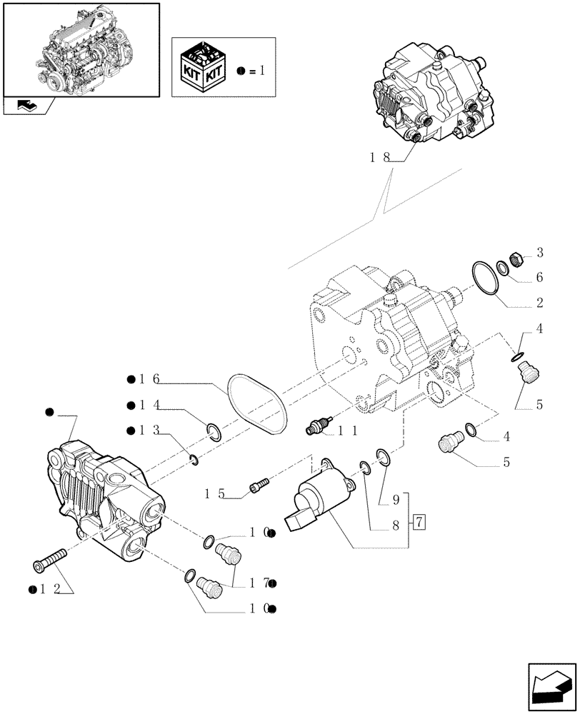 Схема запчастей Case F2CE9684H E010 - (0.14.0/ A) - INJECTION PUMP - COMPONENTS (4898921) 