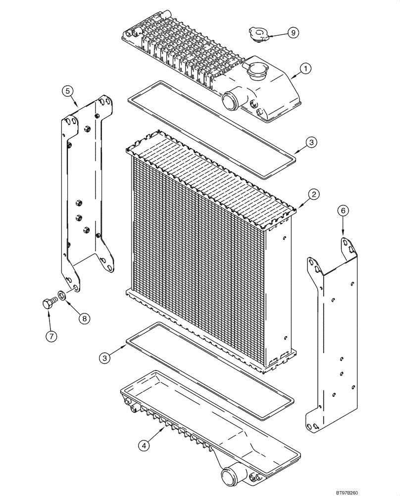 Схема запчастей Case 570MXT - (02-03A) - RADIATOR ASSY (HEAVY DUTY) (02) - ENGINE