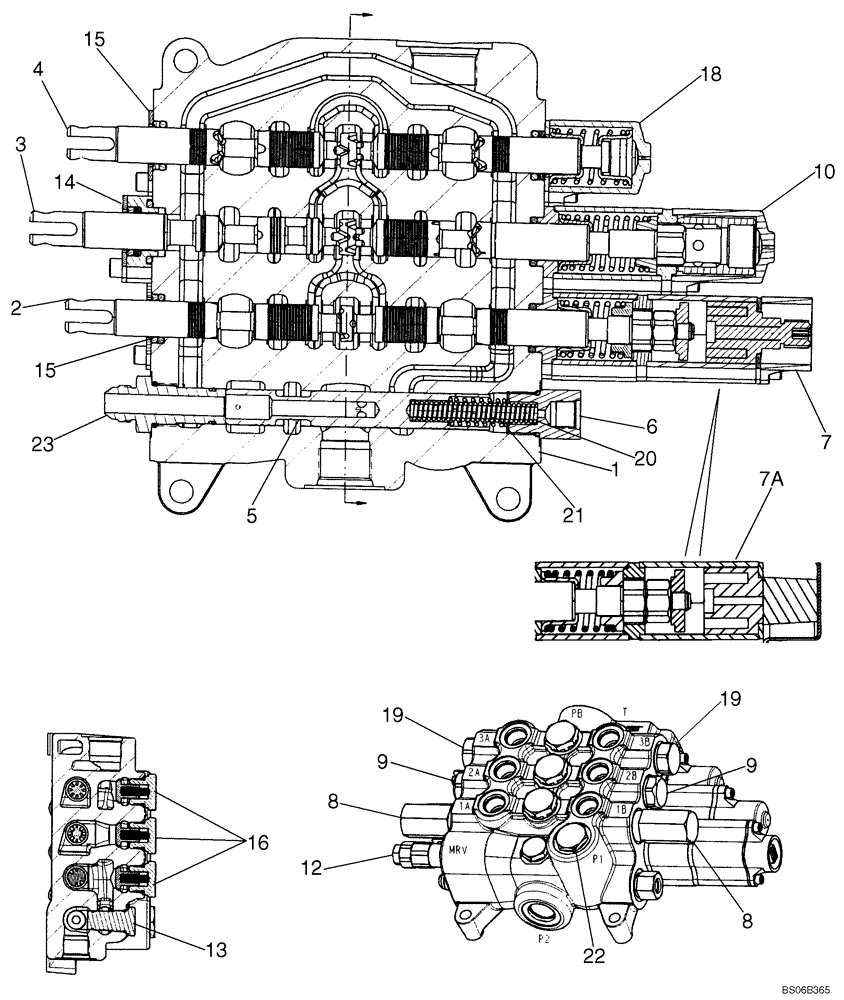 Схема запчастей Case 570MXT - (08-21D) - VALVE ASSY - LOADER CONTROL, THREE SPOOL (HUSCO - WITH BUILT-IN PRIORITY VALVE) (08) - HYDRAULICS