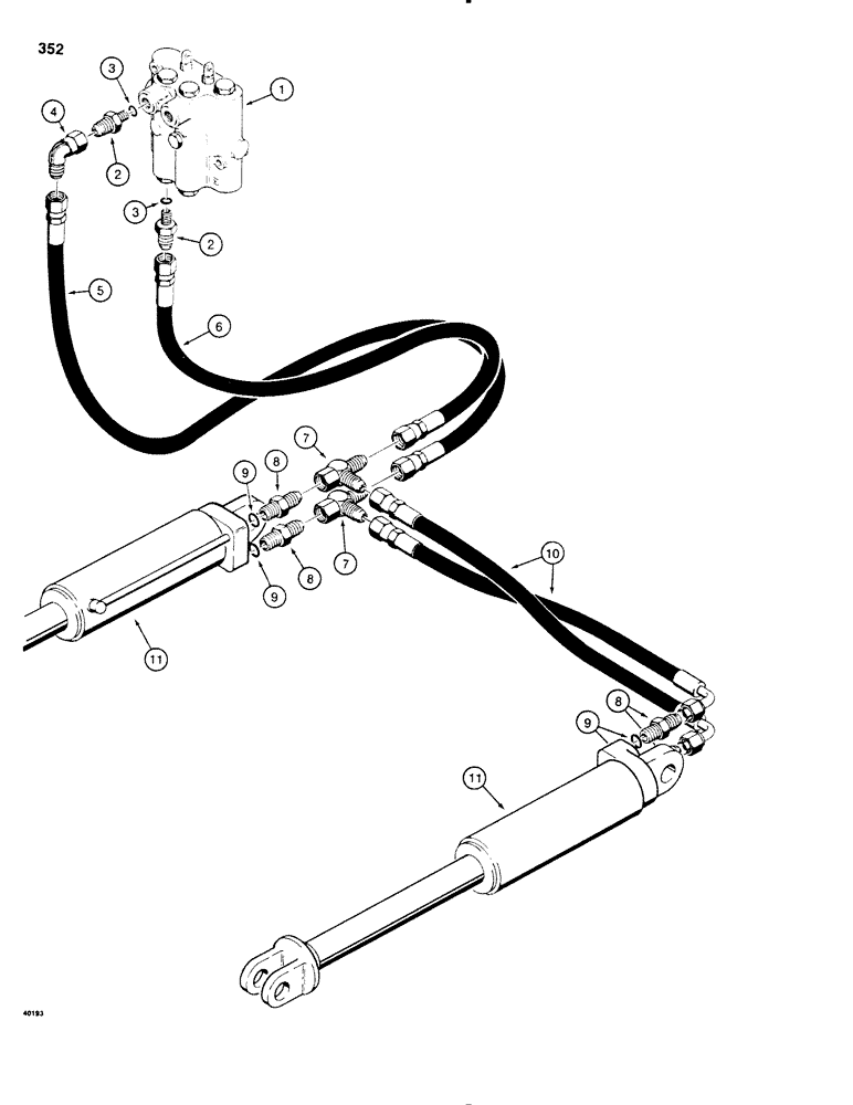 Схема запчастей Case SD100 - (352) - LINE LAYER LIFT HYDRAULIC CIRCUIT, USED ON SERIAL NUMBER 3700 AND AFTER (35) - HYDRAULIC SYSTEMS