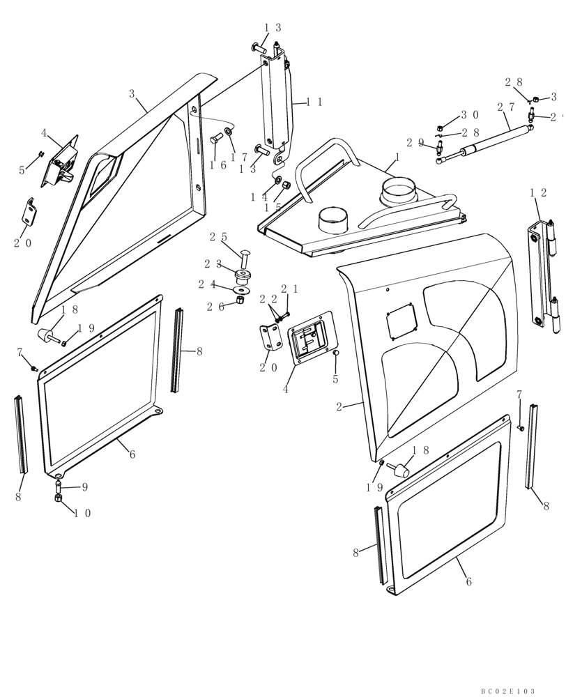 Схема запчастей Case 750K - (09-12[01]) - HOOD AND SIDE PANELS 650K-750K (09) - CHASSIS/ATTACHMENTS