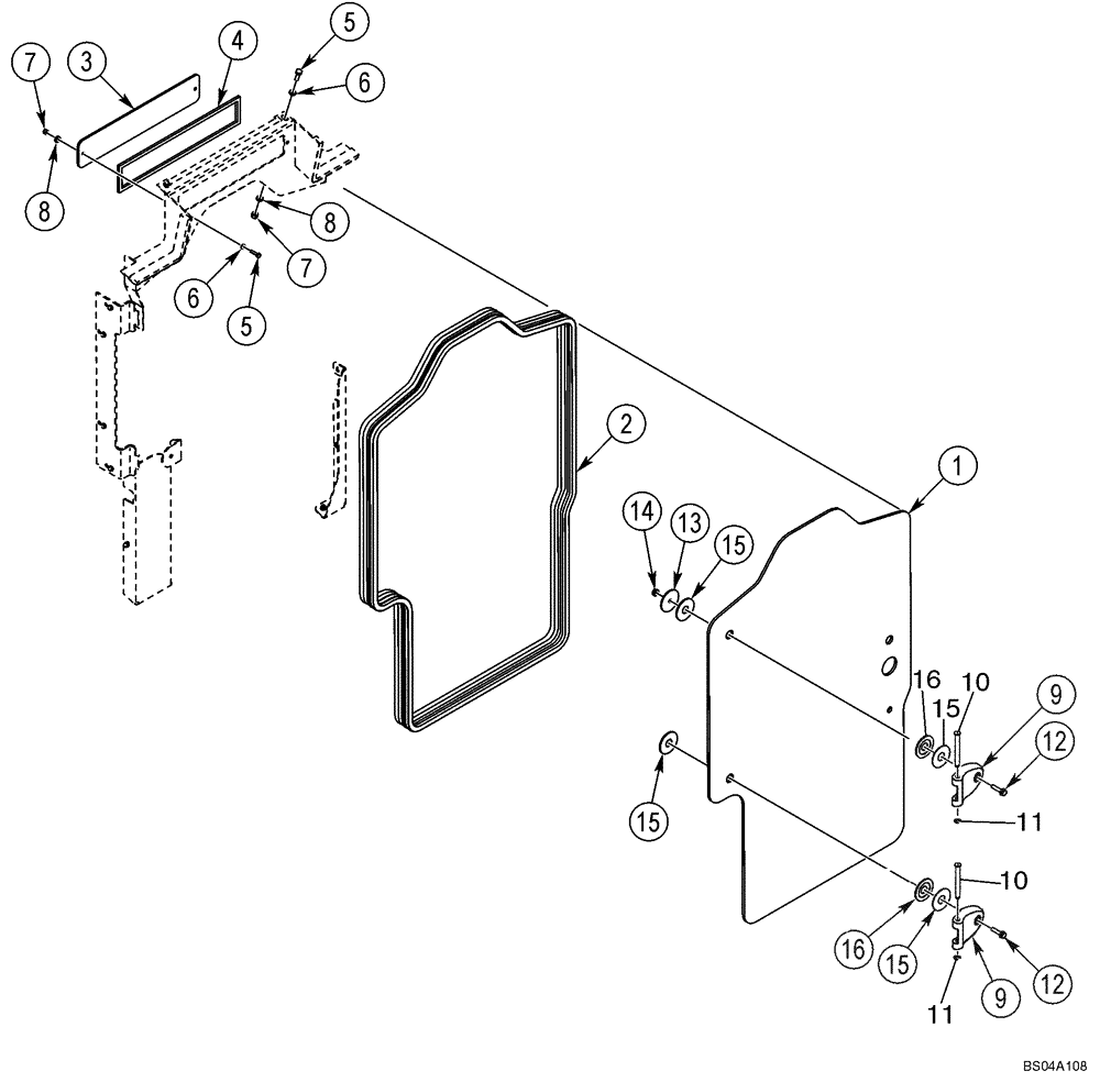 Схема запчастей Case 60XT - (09-31) - DOOR, FRONT - WINDSHIELD, LEXAN (NORTH AMERICA) (09) - CHASSIS