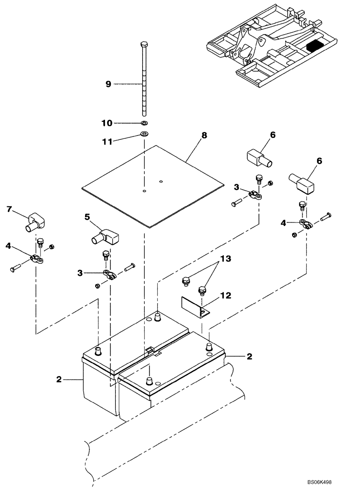 Схема запчастей Case CX240B - (04-14) - BATTERY - CABLES (04) - ELECTRICAL SYSTEMS