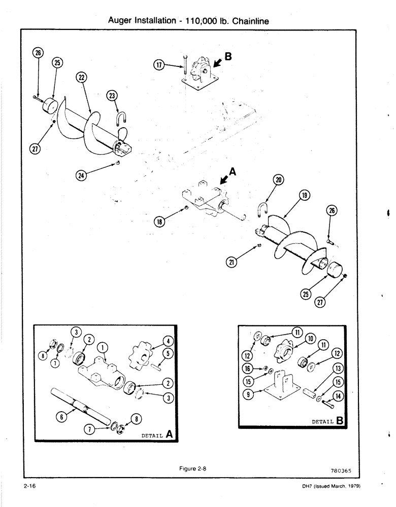 Схема запчастей Case DH7 - (2-16) - AUGER INSTALLATION - 110,000 LB. CHAINLINE (89) - TOOLS