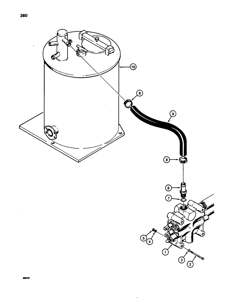 Схема запчастей Case W24C - (360) - LOADER HYDRAULIC CIRCUIT, LOADER VALVE TO RESERVOIR, USED BEFORE TRACTOR SN 9143772 (08) - HYDRAULICS