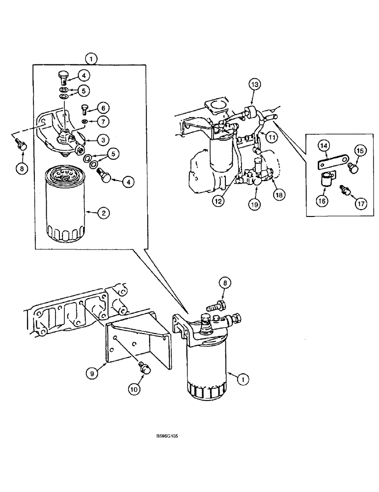 Схема запчастей Case 9060B - (3-16) - FUEL FILTER AND HOSES, 6D22-TC ENGINE (03) - FUEL SYSTEM