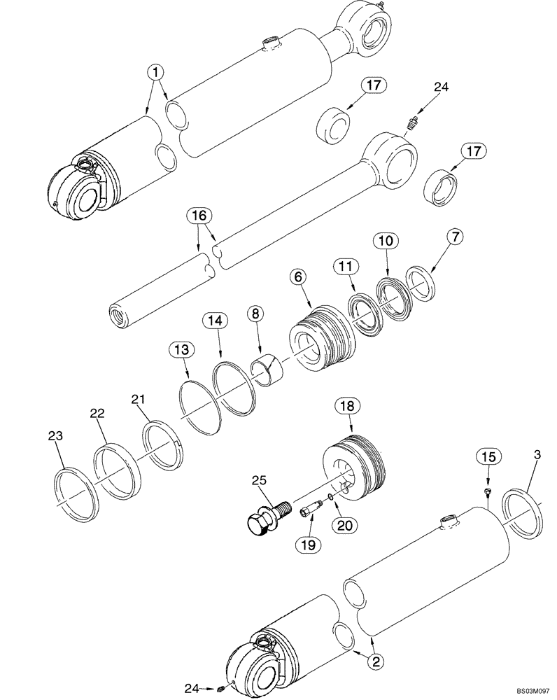 Схема запчастей Case 580SM - (08-67) - 87417644 CYLINDER ASSY - BACKHOE BOOM (08) - HYDRAULICS