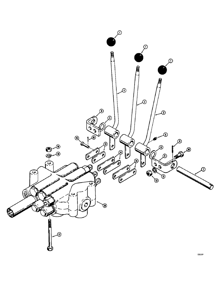 Схема запчастей Case 475 - (148) - THREE SPOOL VALVE AND LEVERS (35) - HYDRAULIC SYSTEMS