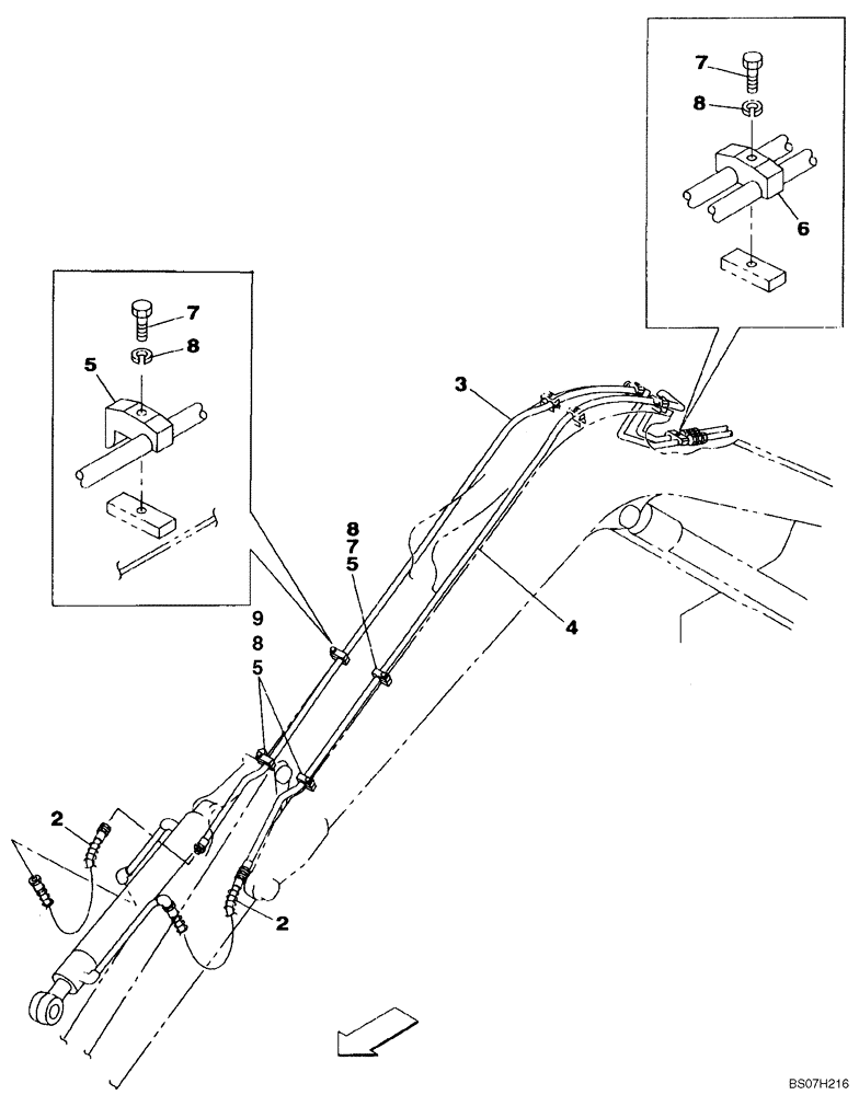 Схема запчастей Case CX75SR - (08-59) - HYDRAULICS - BUCKET, 1,7 METER (5 FT 7 IN) STANDARD ARM (08) - HYDRAULICS