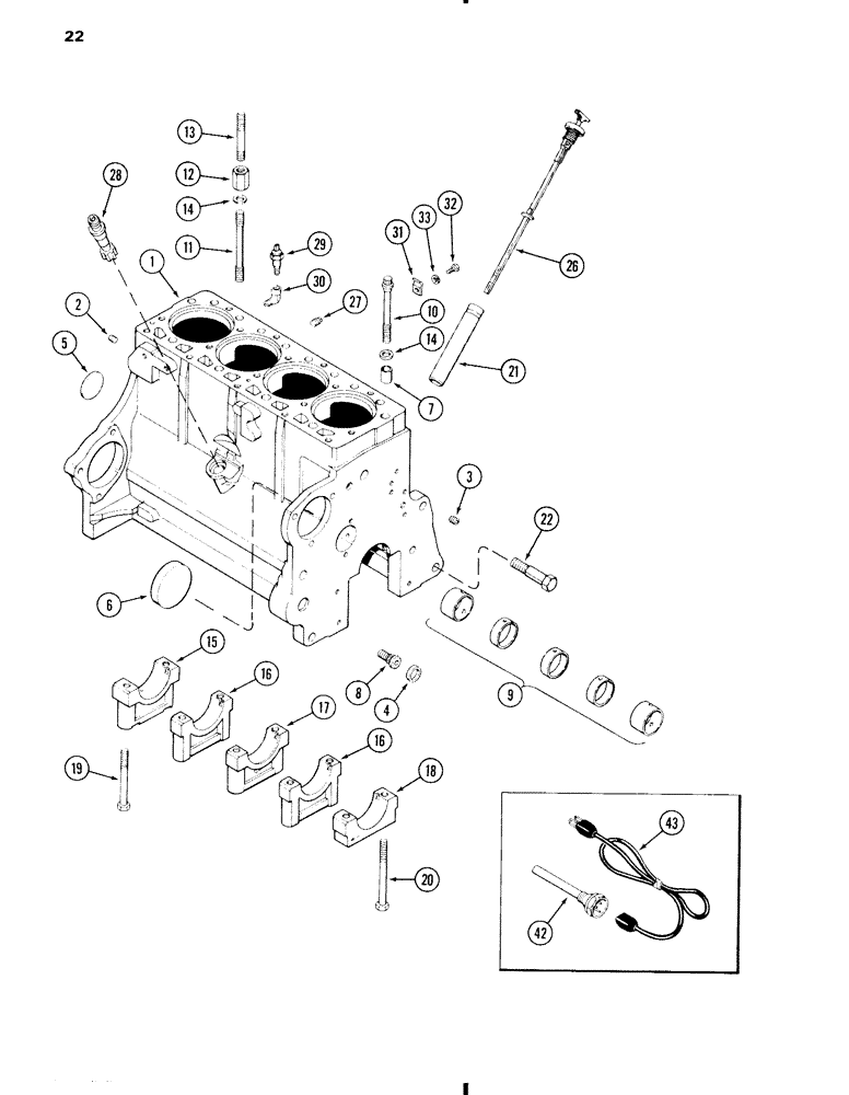 Схема запчастей Case W11 - (022) - CYLINDER BLOCK, 207 DIESEL ENGINE (02) - ENGINE