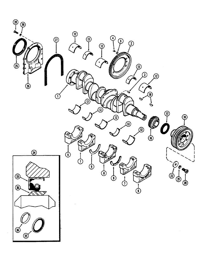 Схема запчастей Case 475 - (020) - CRANKSHAFT AND MAIN BEARINGS, (301B) DIESEL ENGINE (10) - ENGINE