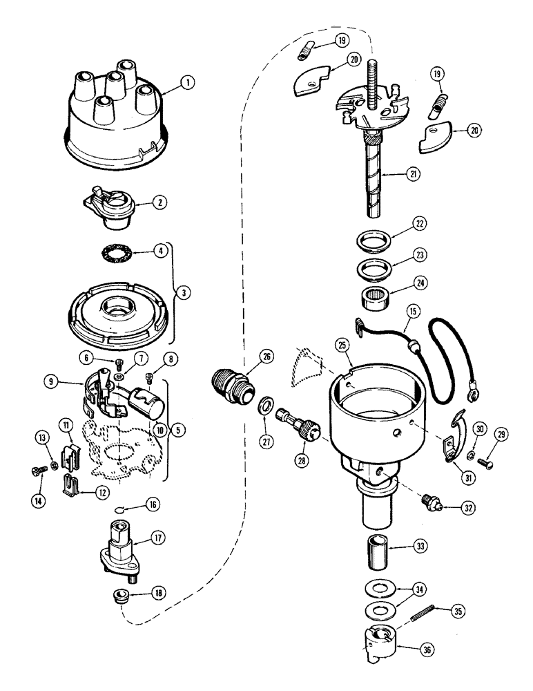 Схема запчастей Case W9A - (037A) - A24506 DISTRIBUTOR, GASOLINE (04) - ELECTRICAL SYSTEMS