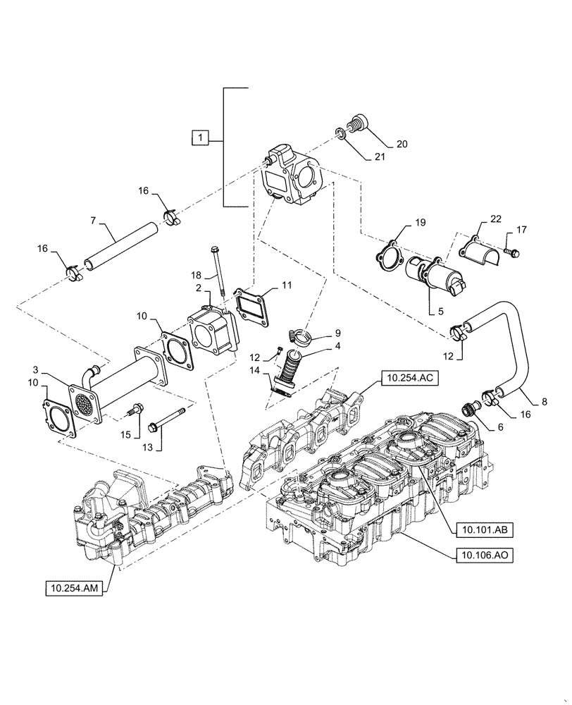 Схема запчастей Case F5CE5454B A005 - (10.501.AB) - HEAT EXCHANGER - ENGINE - EGR GROUP (10) - ENGINE