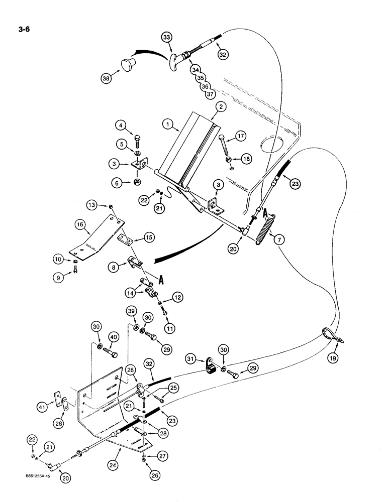 Схема запчастей Case W20C - (3-06) - ACCELERATOR AND LINKAGE, USED ON W18B AND ON W20C P.I.N. 9158850 AND AFTER (03) - FUEL SYSTEM