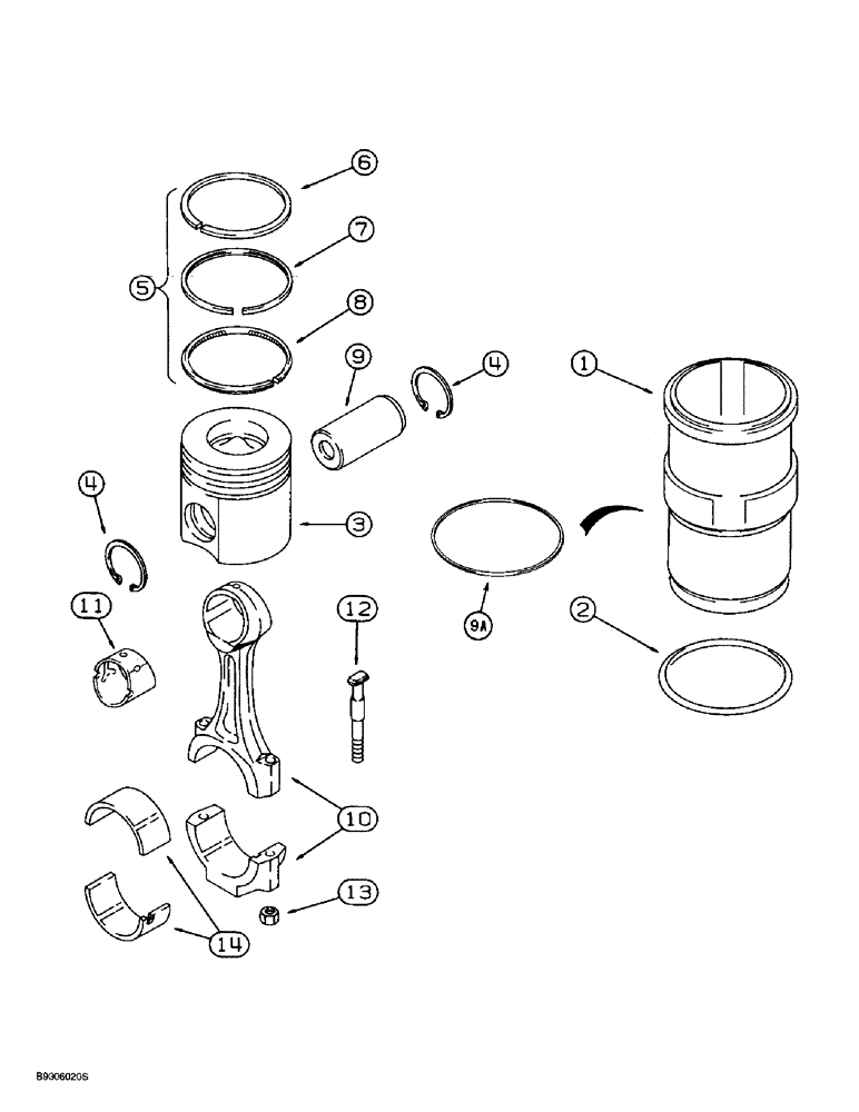 Схема запчастей Case 721B - (2-44) - PISTON AND SLEEVE, 6T-830 ENGINE, PRIOR TO LOADER P.I.N. JEE053200 (02) - ENGINE