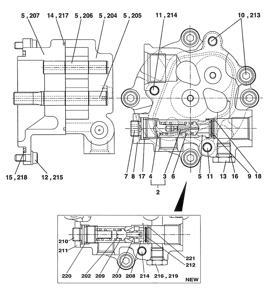 Схема запчастей Case CX350 - (08-163-11[01]) - HIGH PRESSURE HYDRAULIC PUMP - HYDRAULIC PUMP, PILOT CONTROL - WITH AUXILIARY HYDRAULICS (08) - HYDRAULICS