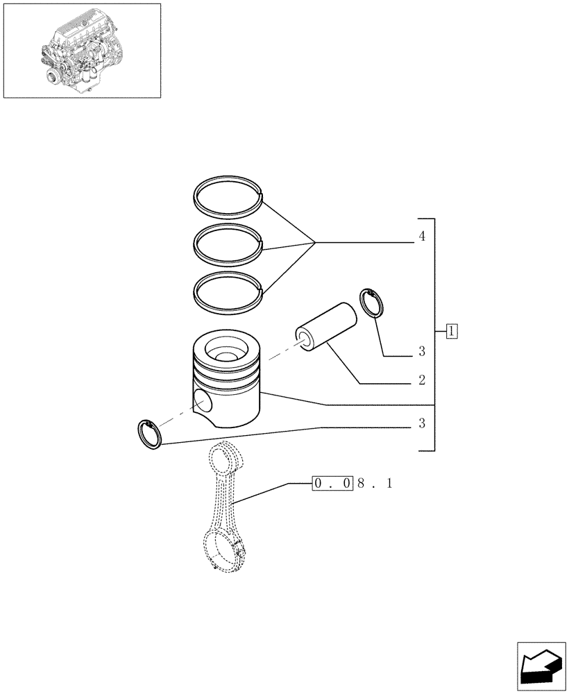 Схема запчастей Case F3AE0684D B005 - (0.08.2[01]) - PISTON - ENGINE (504071333) 