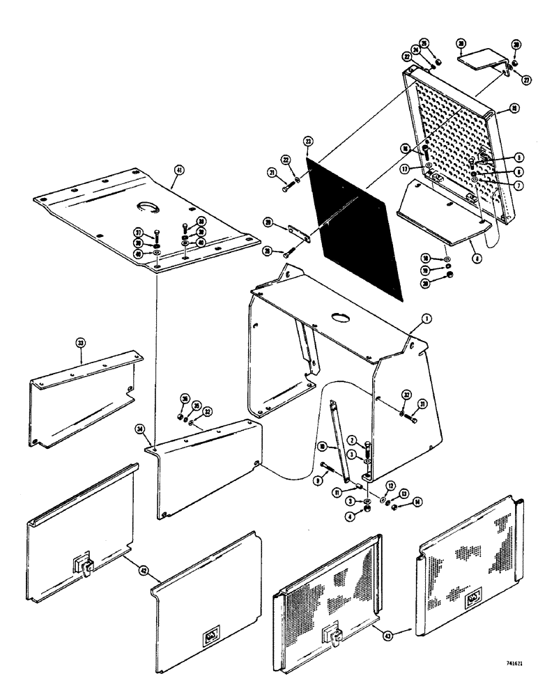 Схема запчастей Case 825 - (224) - RADIATOR SHROUD, HOOD AND SIDE PANELS (05) - UPPERSTRUCTURE CHASSIS