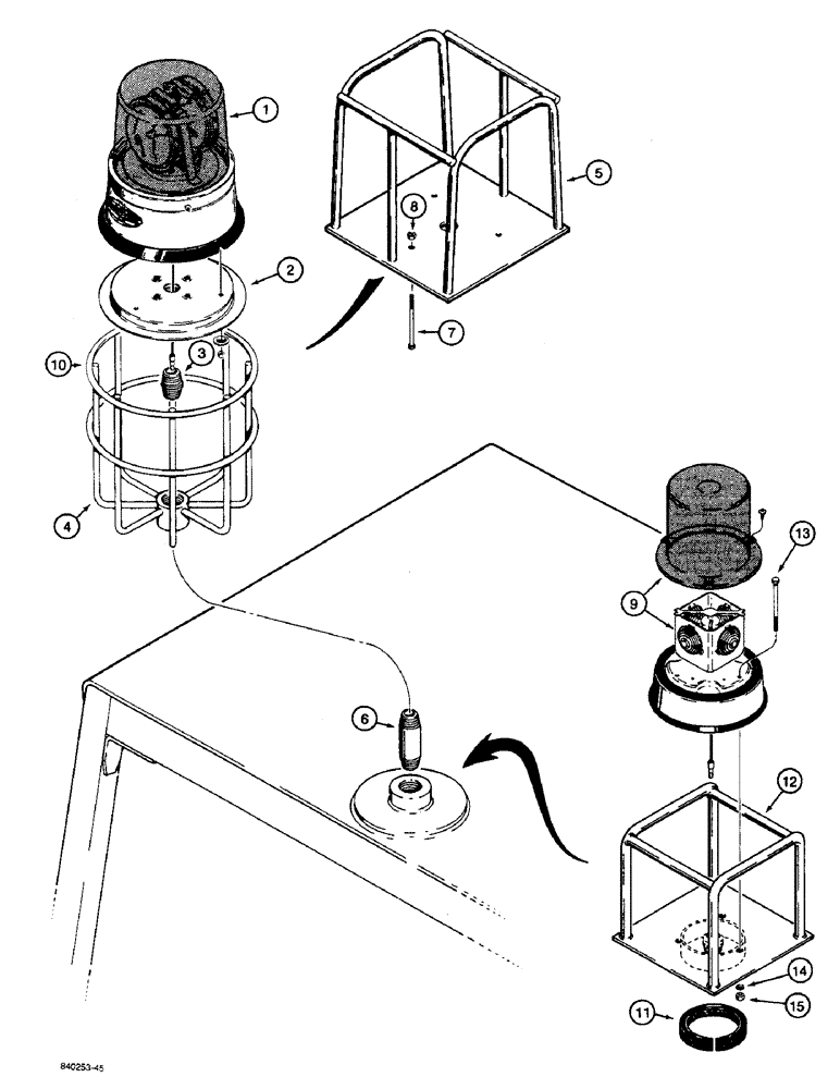 Схема запчастей Case W36 - (4-170) - ROTATING BEACON, USED ON MODELS WITH CAB (04) - ELECTRICAL SYSTEMS